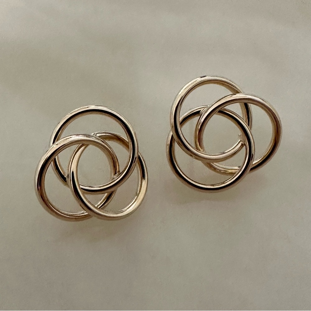 Glossy 14k Solid Gold Knot Post Earrings